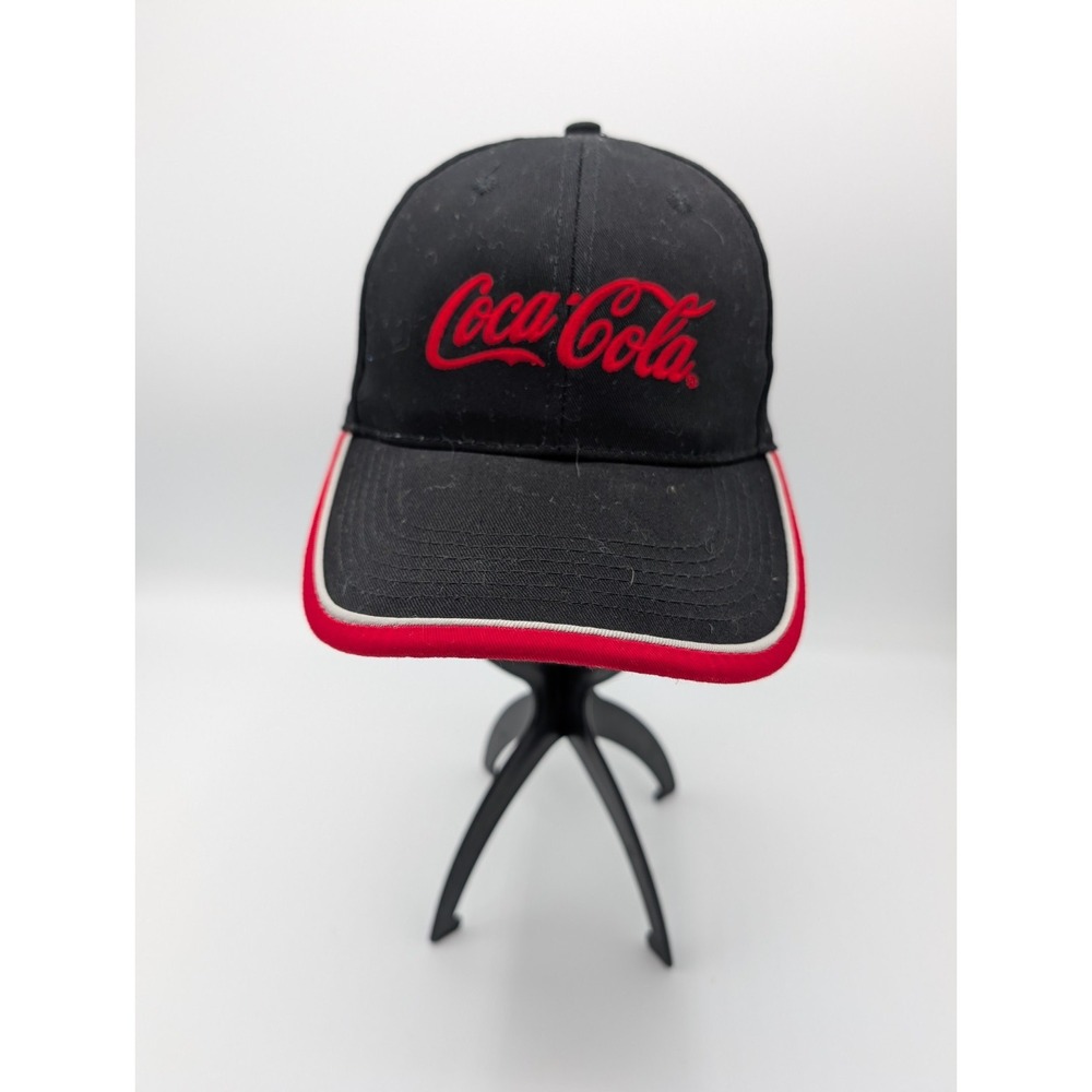 Coca-Cola Hat K-Products Men's Adjustable Black Red Logo‎ 3D Embroidered